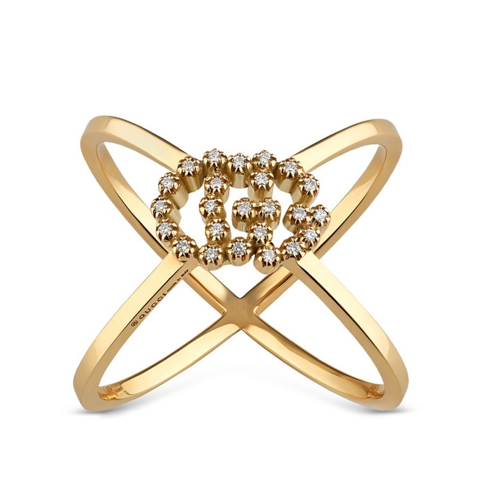 Gucci 18K Running GG Diamond Ring with Box